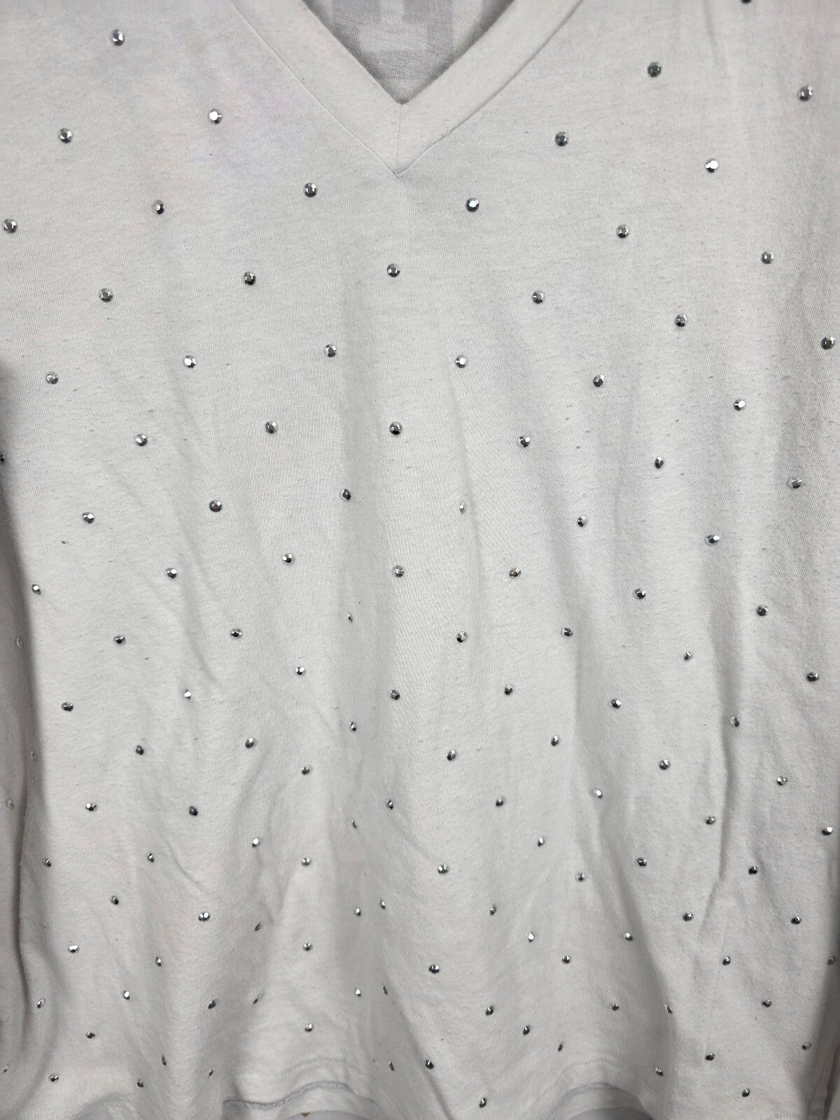 Victorias Secret PINK Bling Studded V neck Long sleeve Rhinestone Tee shirt L