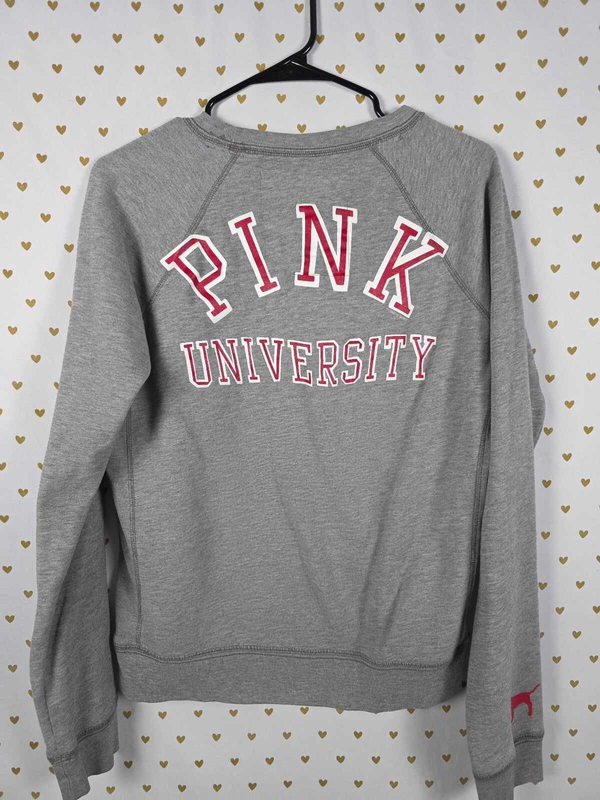 Victorias Secret Pink Grey Vintage University Crew Sweater Y2k MEDIUM