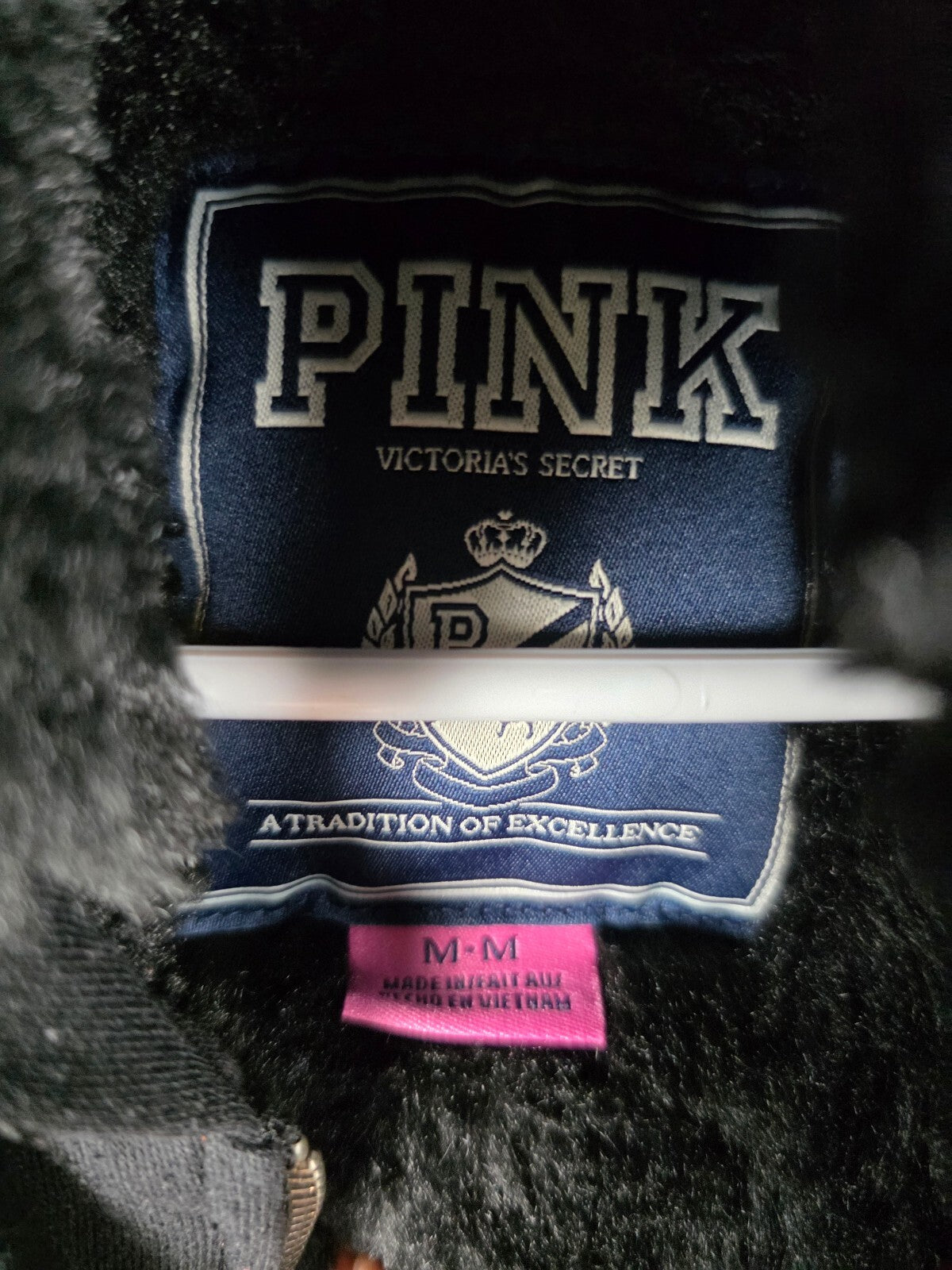 Victorias Secret Pink Fur Lined Bling Hooded Jacket Sequined Medium