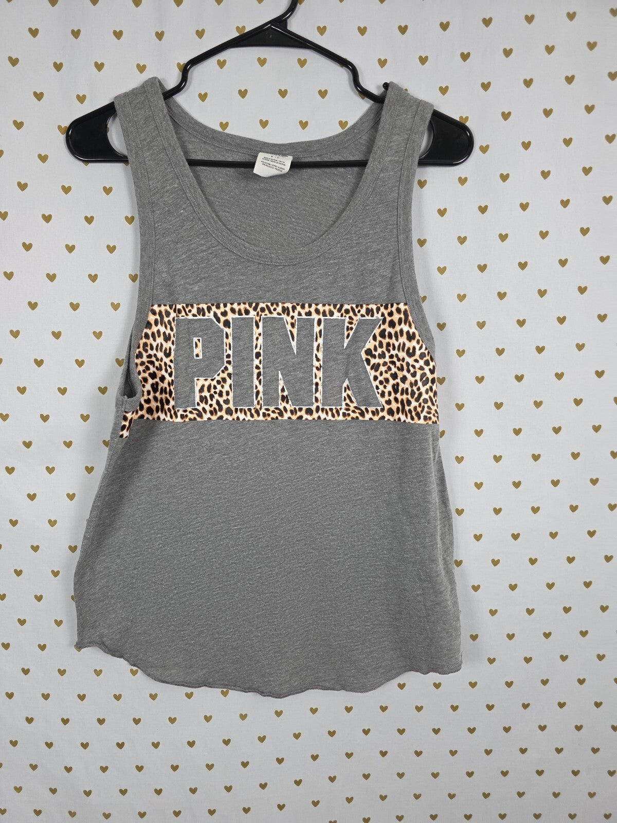 Victorias Secret PINK Leopard CHeetah Logo Tank Top Muscle Tee Small