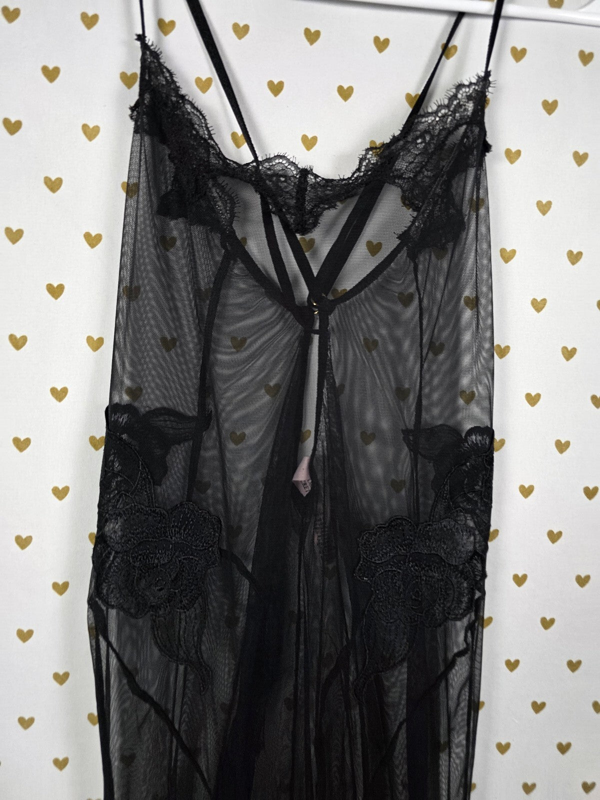Victoria's Secret Very Sexy Black Sheer Lace Catsuit Jumpsuit S Rose