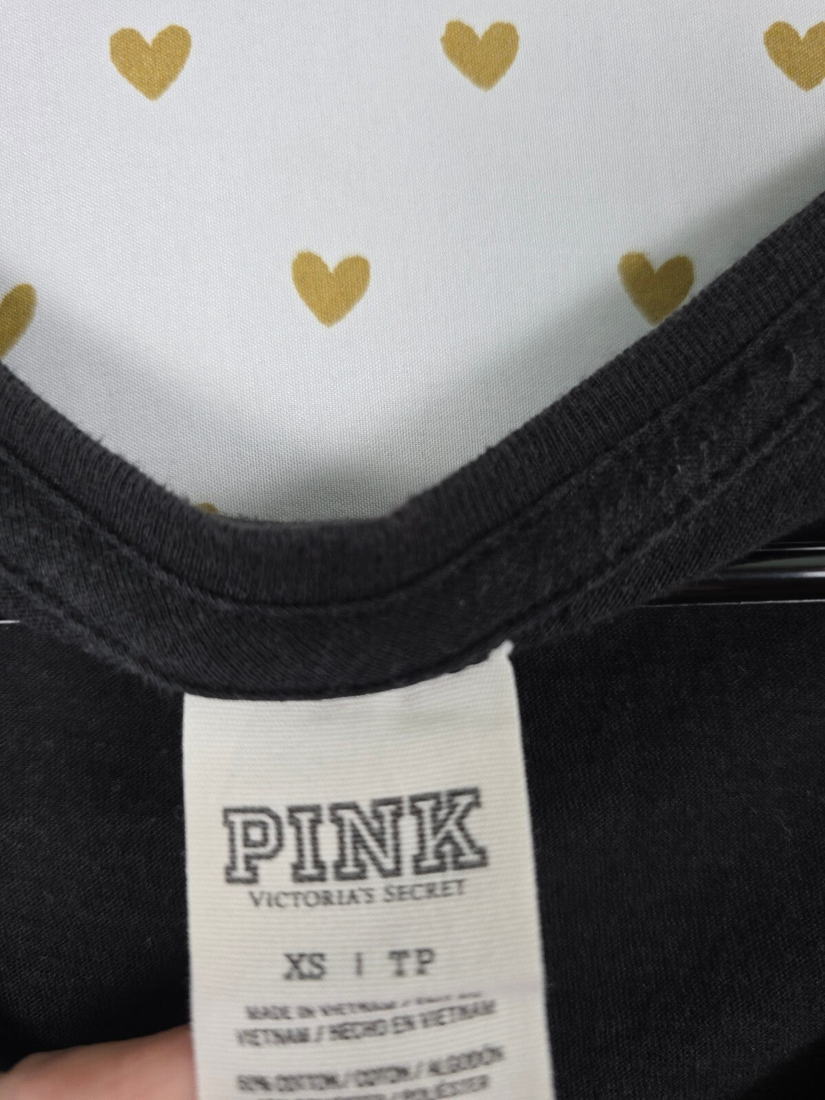 Victorias Secret PINK Black BLING Rainbow Sequined Tee shirt XS