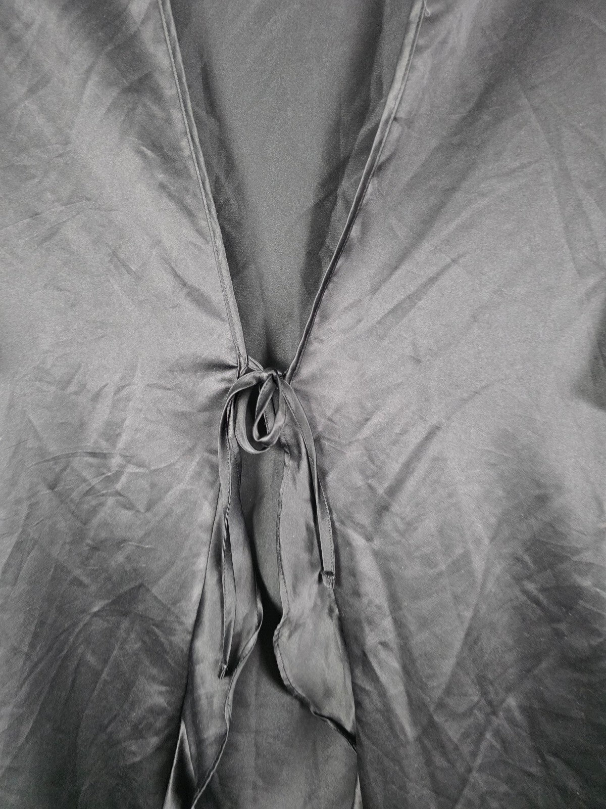 Victorias Secret Satin Silky Robe Tie Front Black Smock One Size Fits All