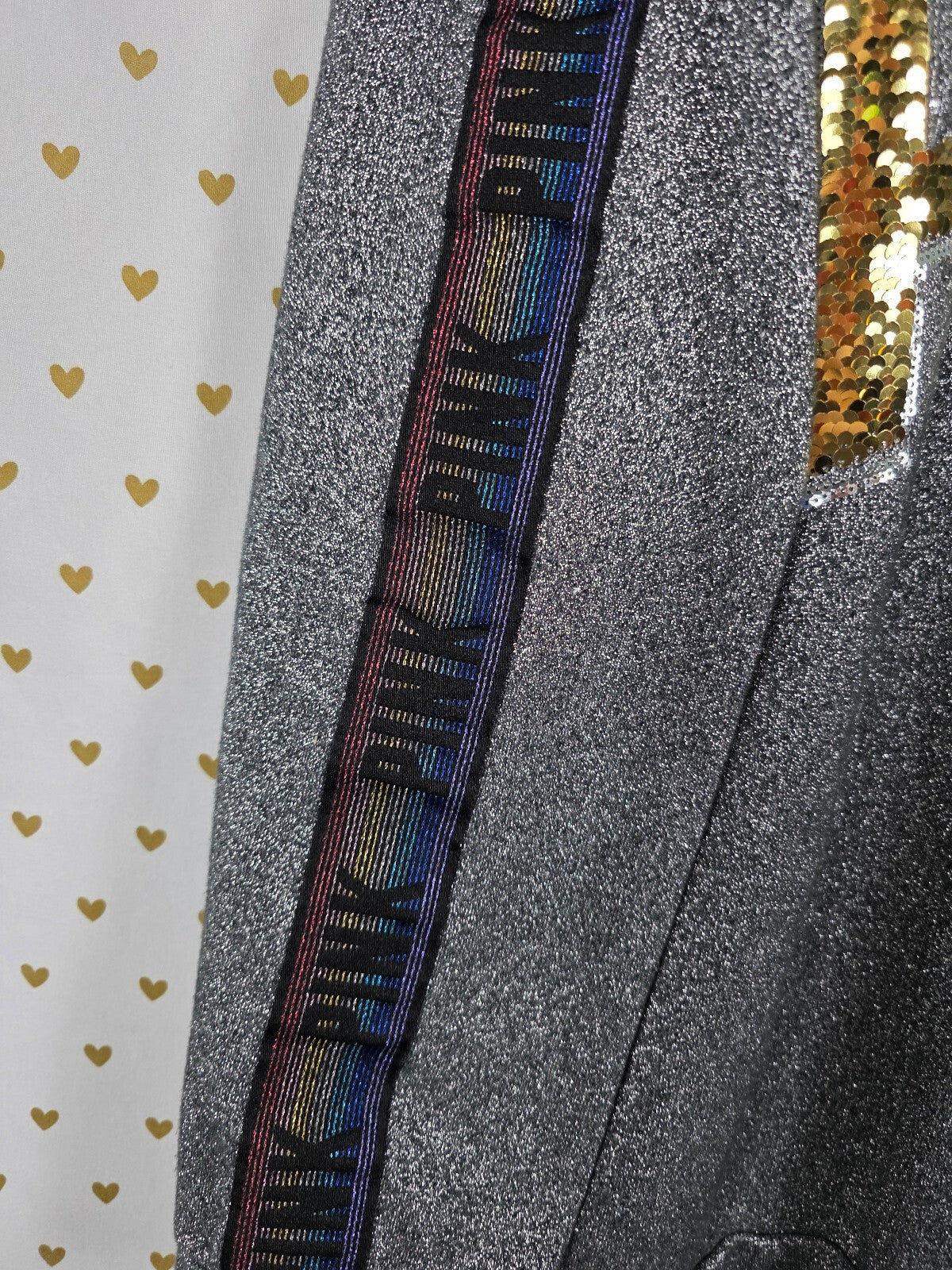 PINK Victoria's Secret Silver Rainbow Hoodie Gold Sequin Flip Large Y2K