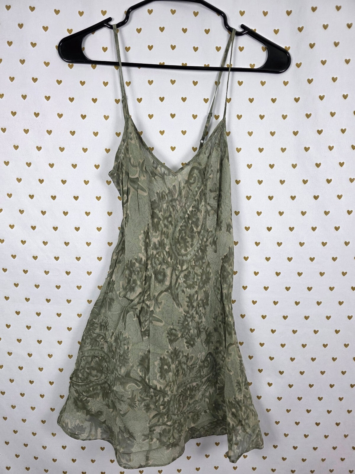 Victorias Secret True Y2k 100% Silk Slip Dress Floral Green Nightie Lingerie SM