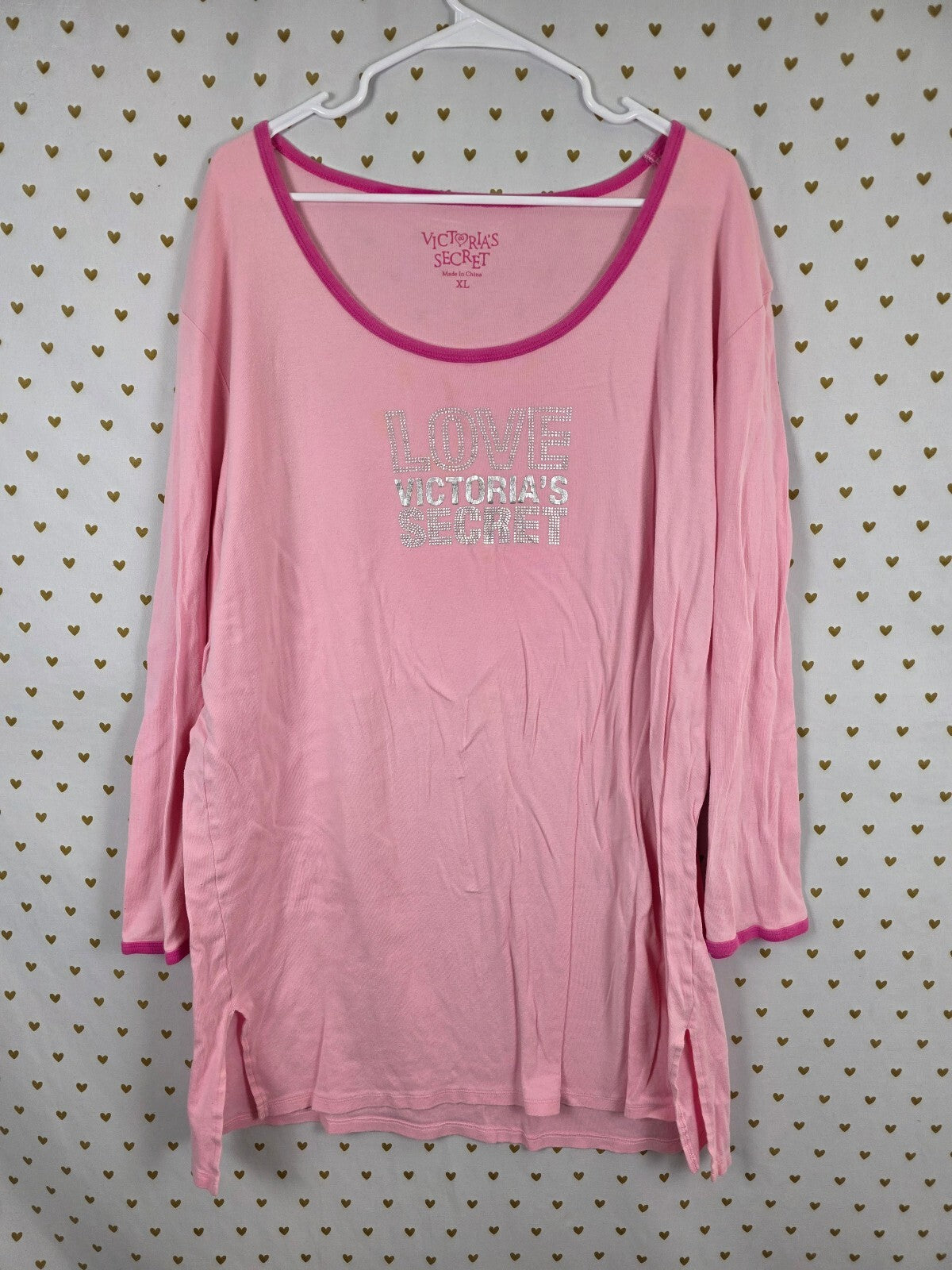 Victorias Secret XL Cotton Long Sleeve Sleep Shirt Dress Nightgown Vintage