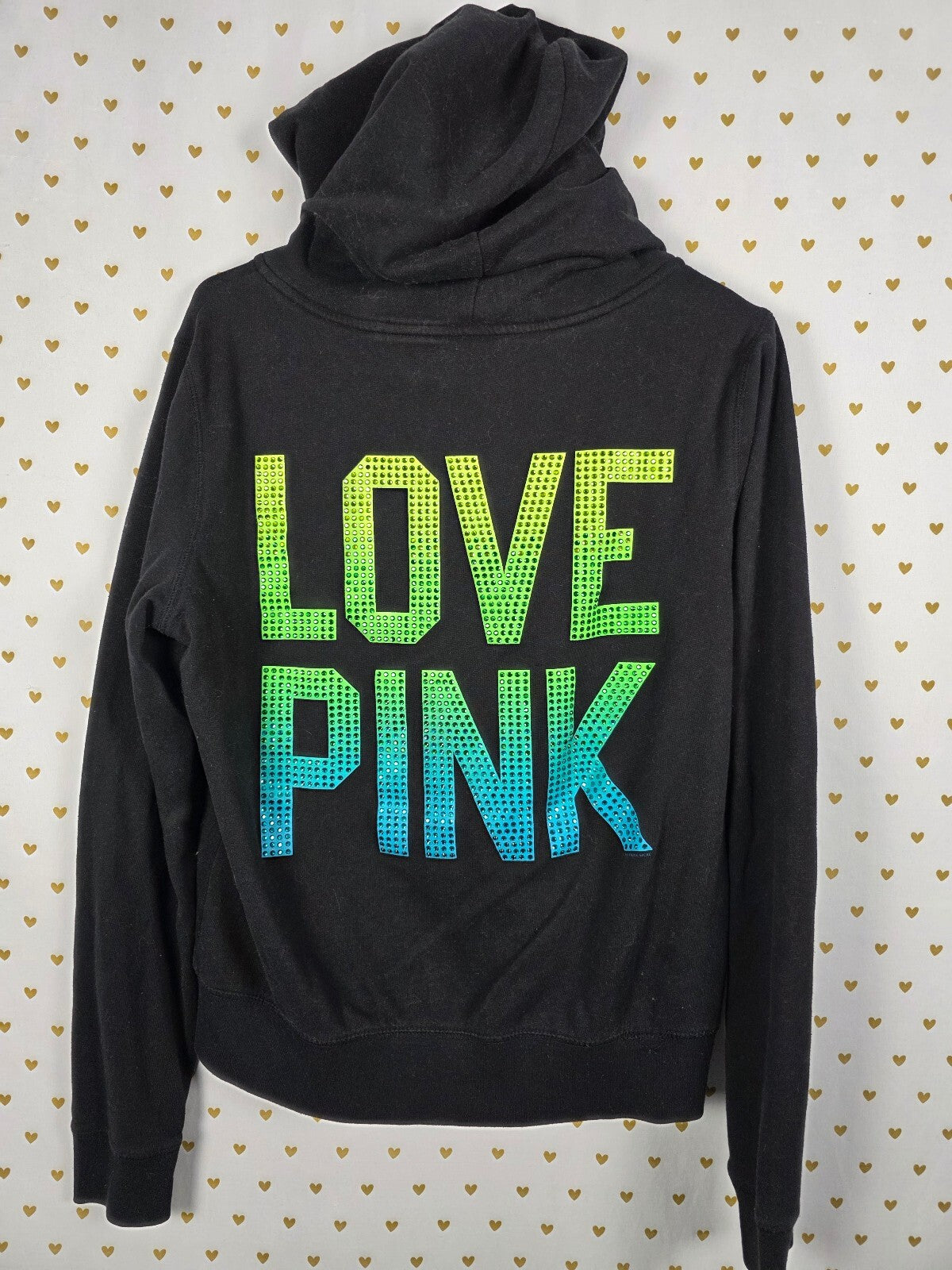 Victorias Secret Pink Gradient Bling Y2k Hoodie Jacket Full ZIp Large