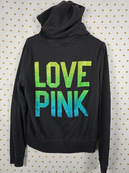 Victorias Secret Pink Gradient Bling Y2k Hoodie Jacket Full ZIp Large