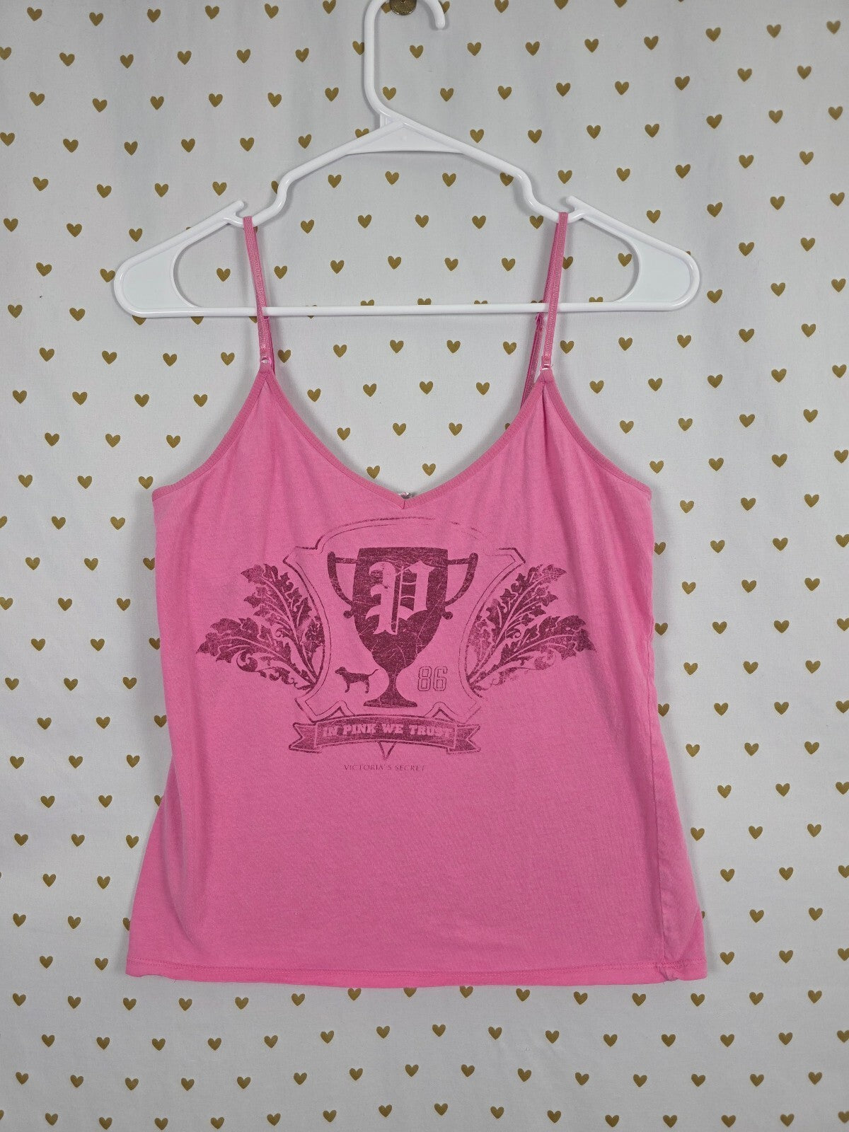 Vintage Y2K Victoria’s Secret PINK In Pink We Trust Trophy Cami Tank Top M