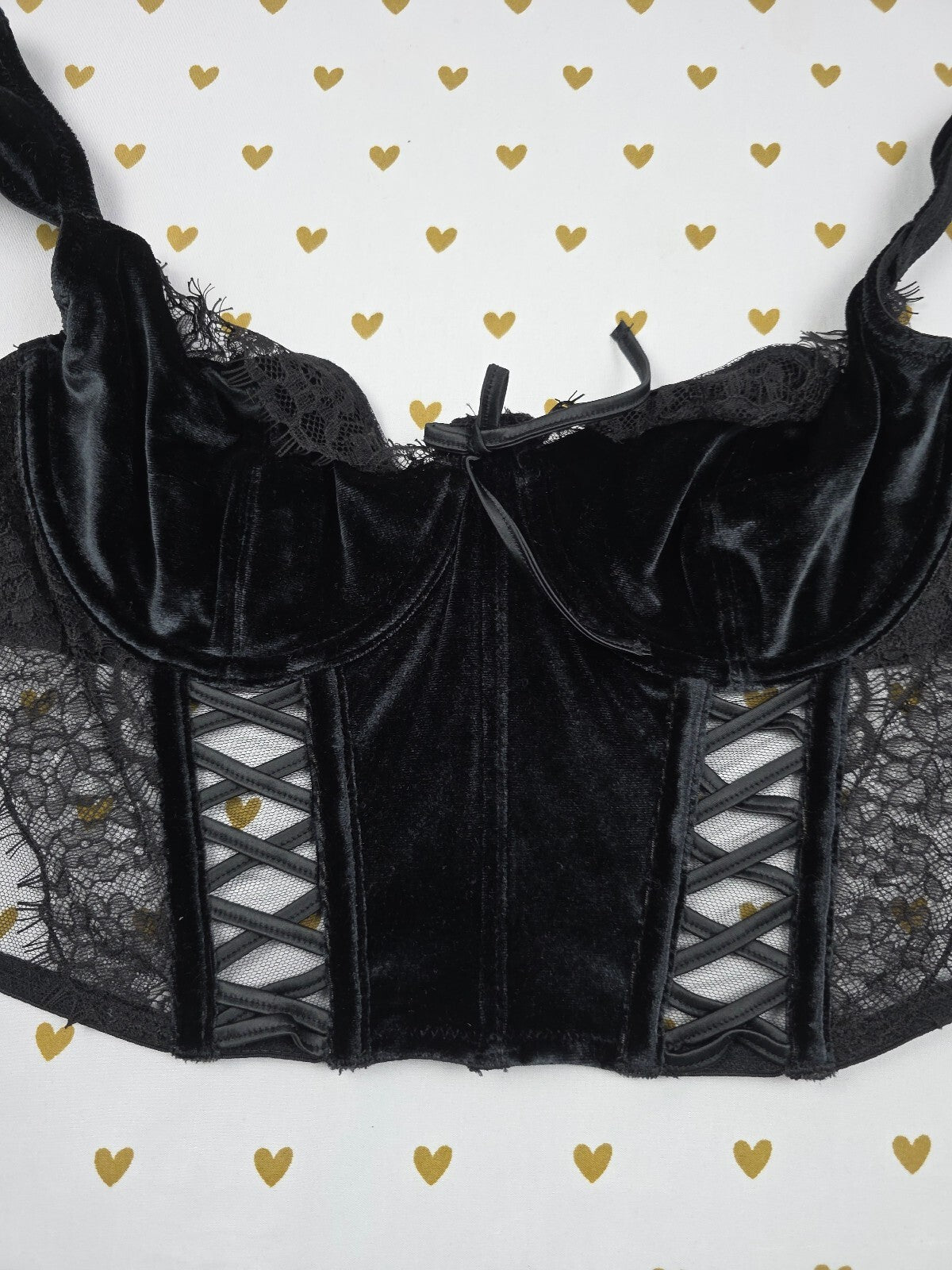 Victorias Secret Velvet Corset Tank Top Bustier Medium Bralette Bra Top Tank
