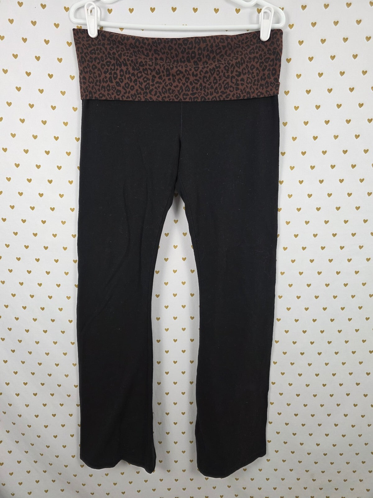 Victorias Secret PINK Cheetah Leopard Flare Foldover Yoga Pants Large