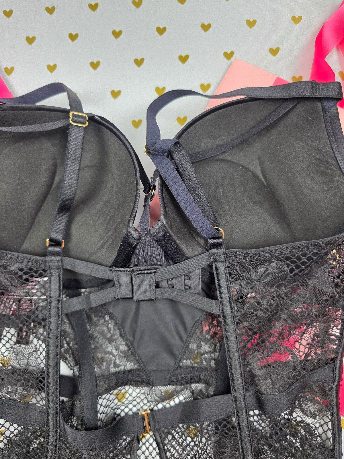 Victorias Secret BOMBSHELL add 2 Sizes Push Up Teddy Thong MEDIUM Lingerie