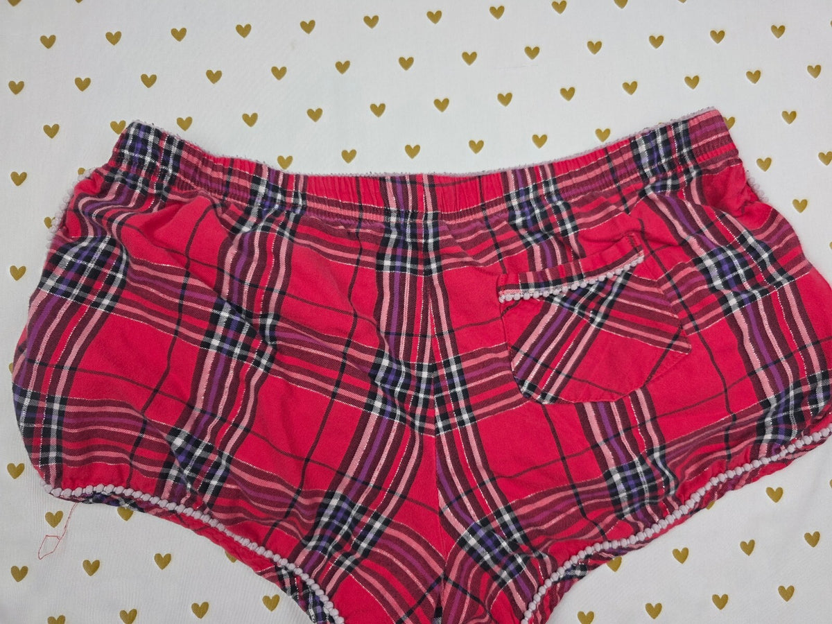 Victorias Secret PINK Plaid Red Medium Cotton Sleep Shorts Boxers Pajama Bottoms