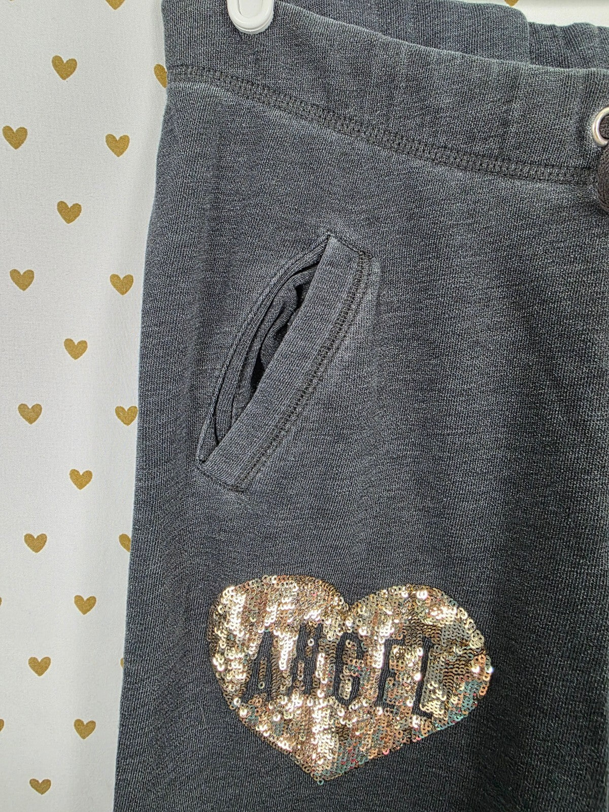 Victorias Secret Bling ANGEL Heart Gold Sequined Sweats Flare XS