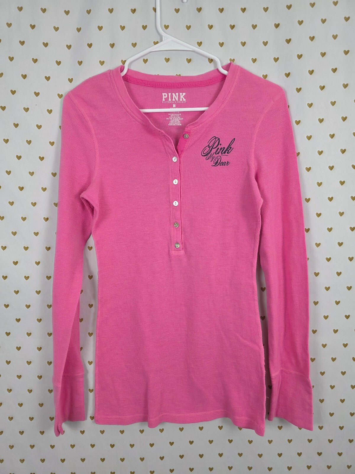 Vintage Victoria’s Secret PINK My Dear Deer Thermal Henley Shirt M Y2K