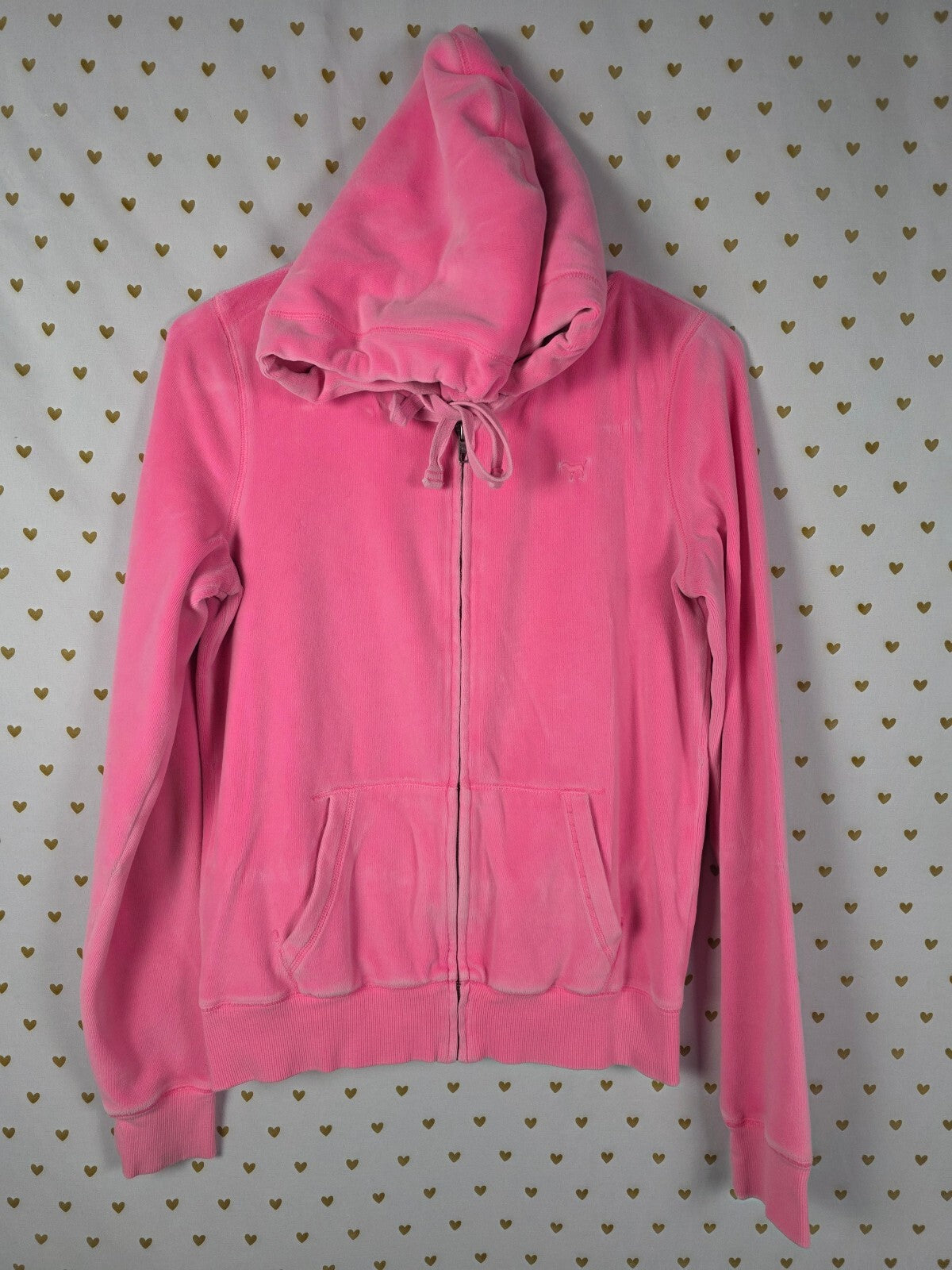 Victorias Secret Pink VELOUR Vintage Bling LOVE Full Zip Jacket y2k SMALL