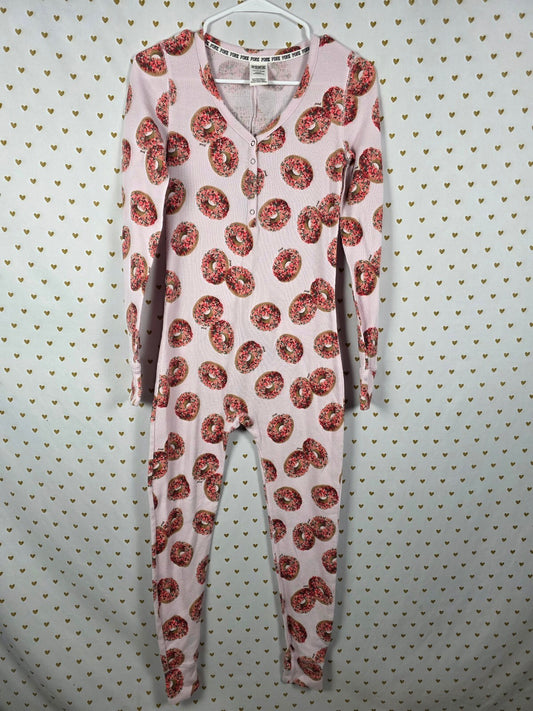 Victoria's Secret PINK Donut Thermal Union Suit Pajamas Wake Up For What S