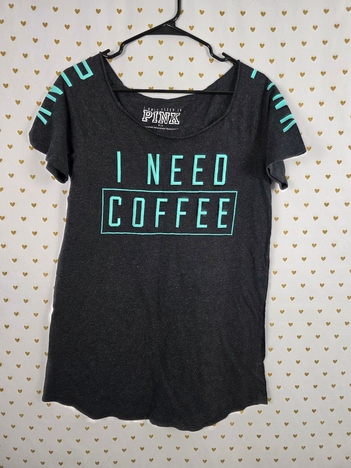 Victorias Secret Pink I NEED COFFEE Sleep Shirt Nightgown Medium