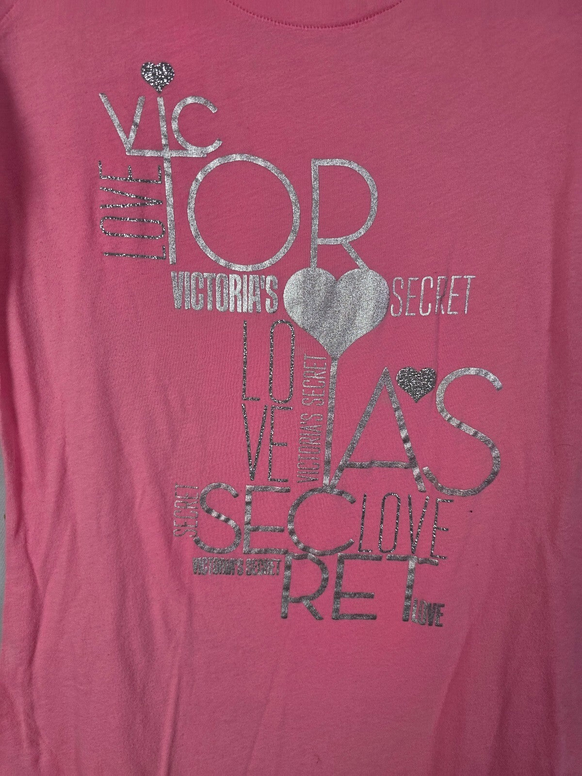 Victorias Secret Bling Logo Quarter Sleeve Sleep Shirt Nightgown Pajama SMALL
