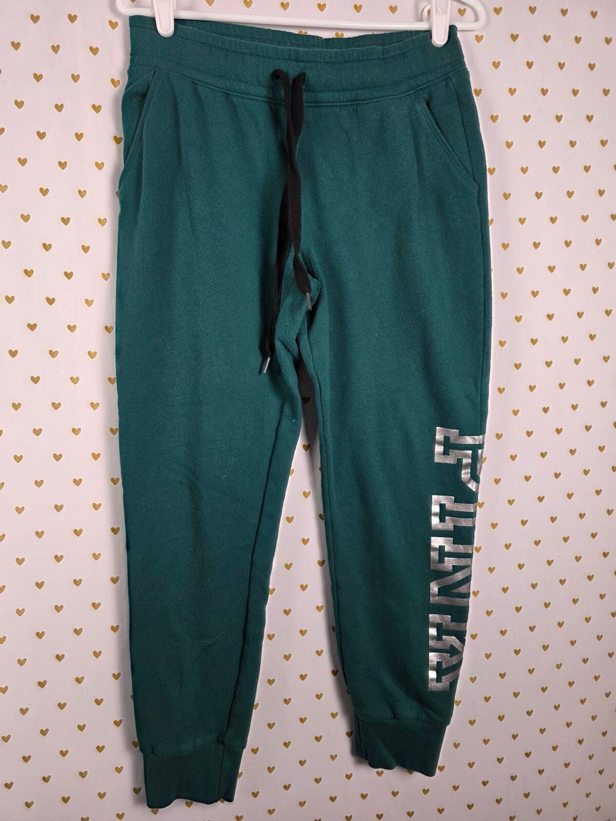 Victorias Secret Pink Green Logo Full Zip Hoodie Sweater Sweats Sweatpants MED