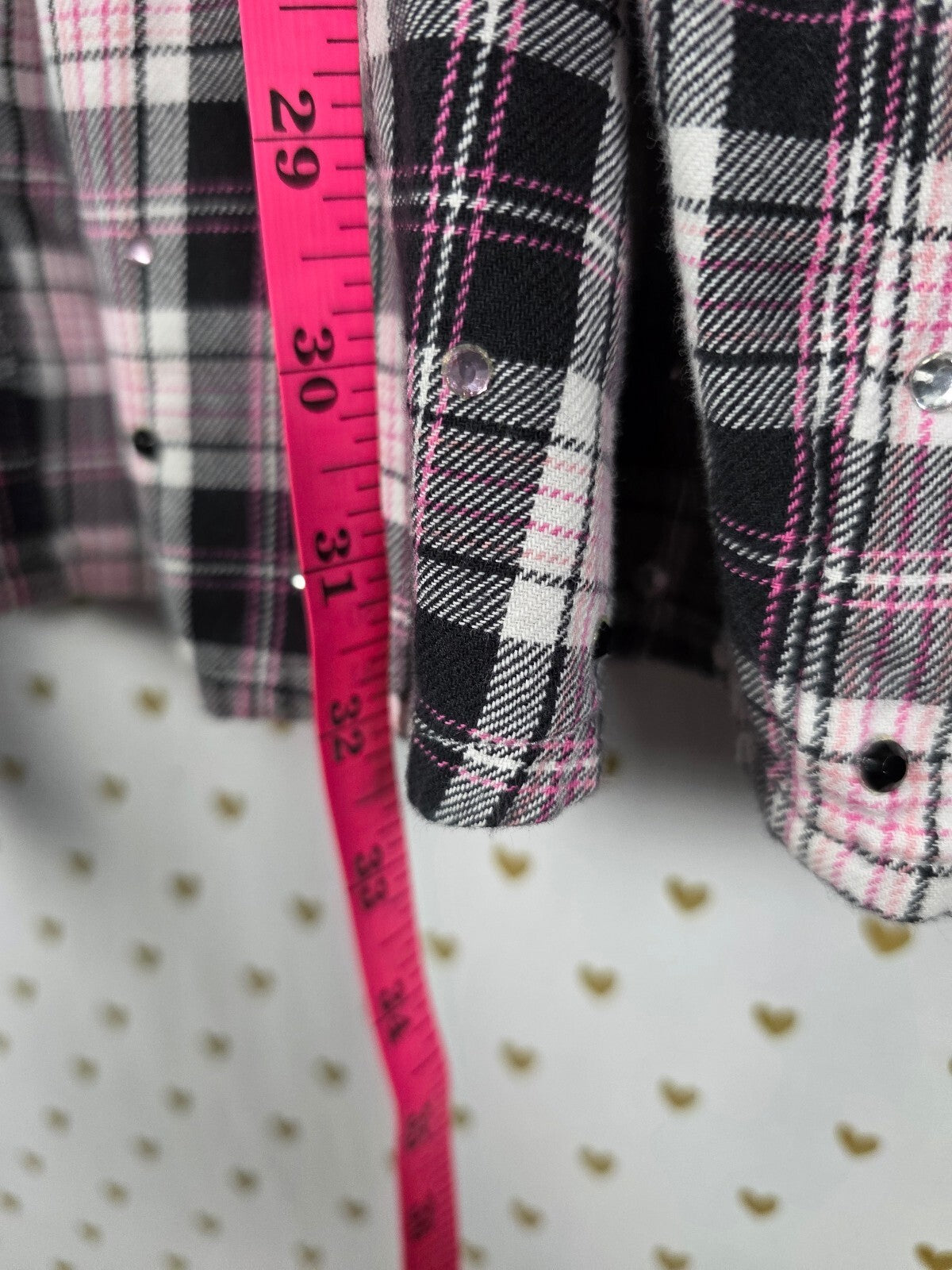 Victoria's Secret PINK Plaid Flannel Shirt Dress Rhinestone Hem Tie Waist M