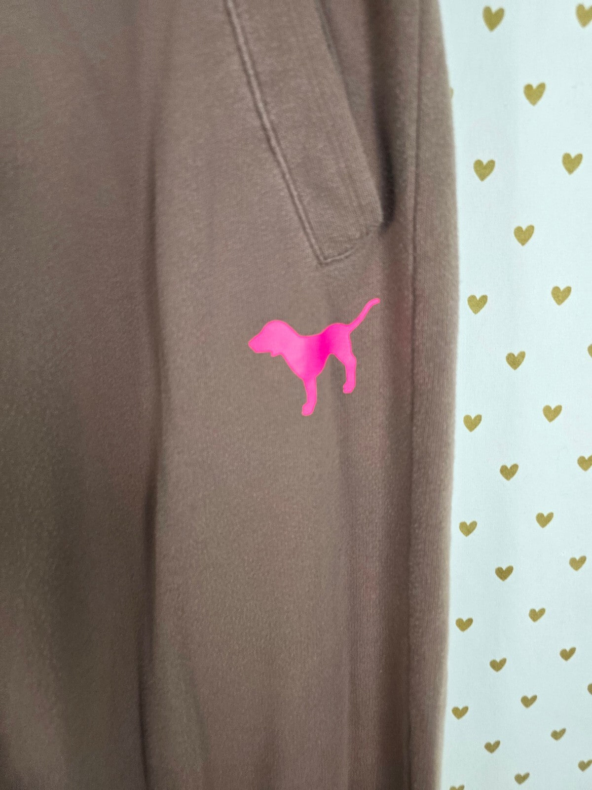 Victorias Secret Pink Brown Logo Boyfriend Diaper Butt Sweats Hoodie SET medium
