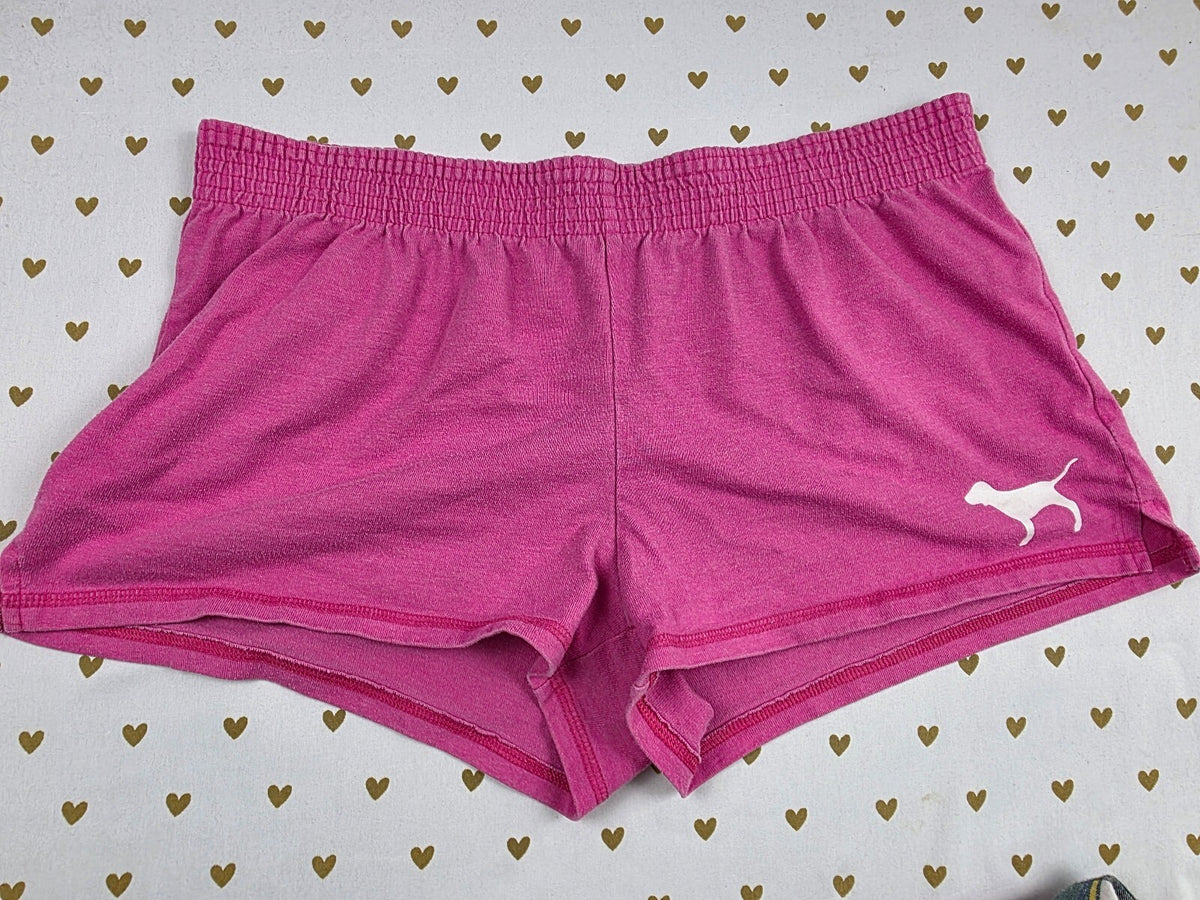 Victoria's Secret PINK Shorts L Hot Pink Zebra Logo Dog Lounge Sleep Y2K