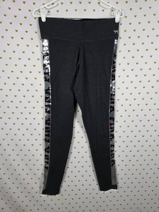 Victorias Secret PINK Silver Logo Bling Yoga Pants Medium
