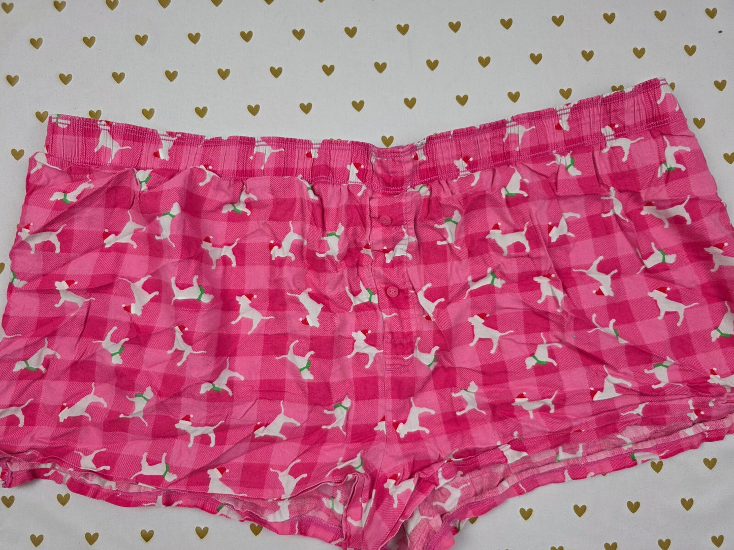 Victorias Secret PINK DOGS Plaid 2XL XXL Sleep Shorts Boxers Pajama Bottoms
