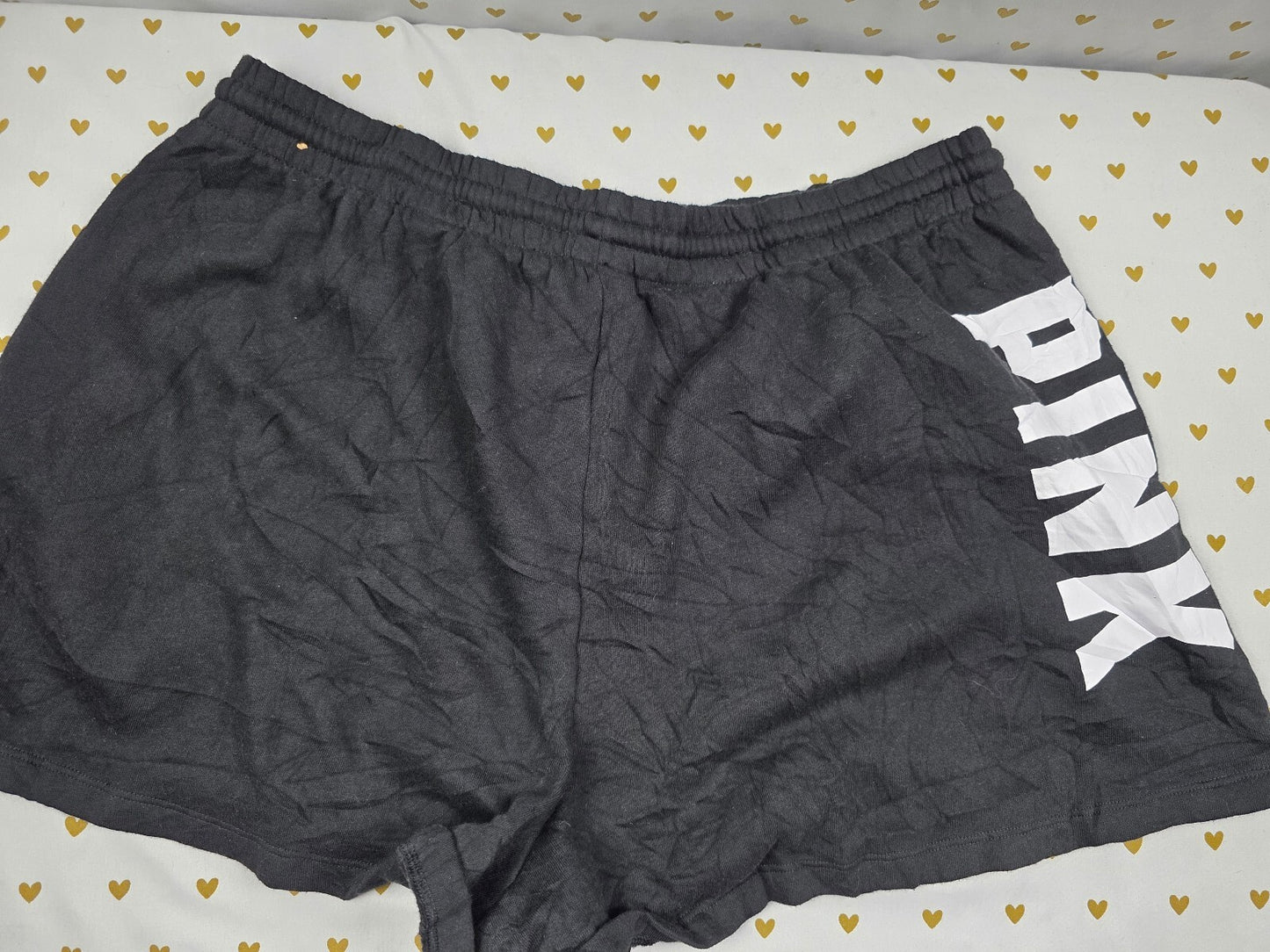 Victorias Secret PINK Black NEW NWT Logo sweat Shorts Bottoms 2XL XXL