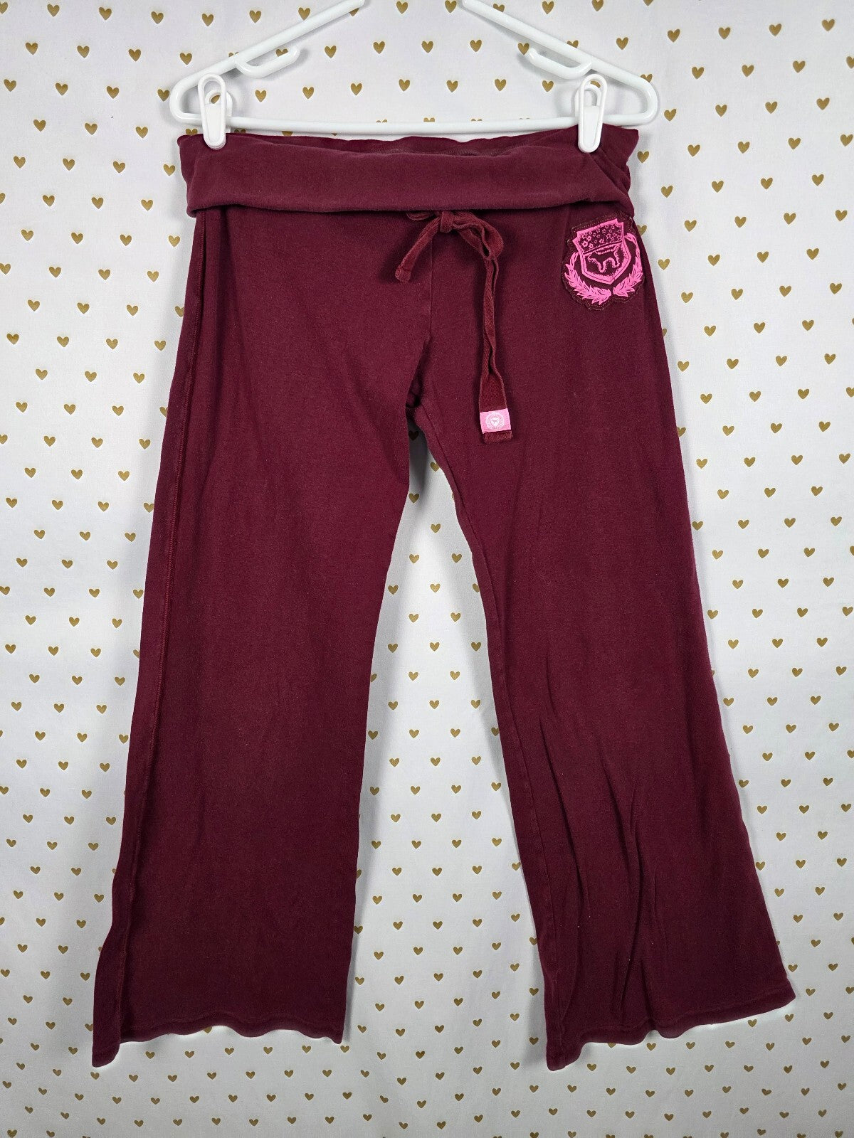 Vintage 2006 Victoria's Secret PINK Phi Beta PINK Foldover Flare Yoga Pants M