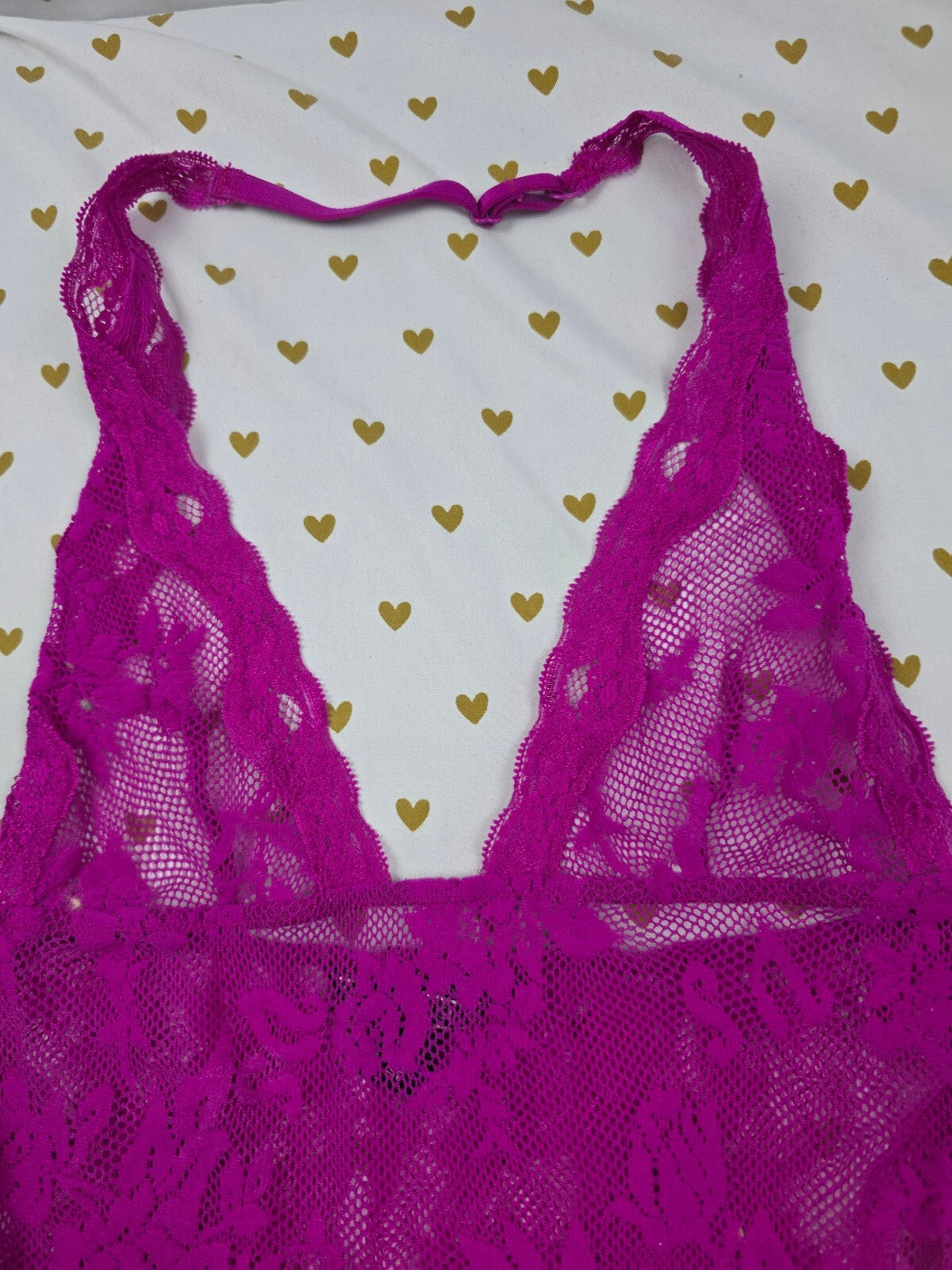 Victorias Secret Purple Lace Stretch Halter Nightie Lingerie SMALL