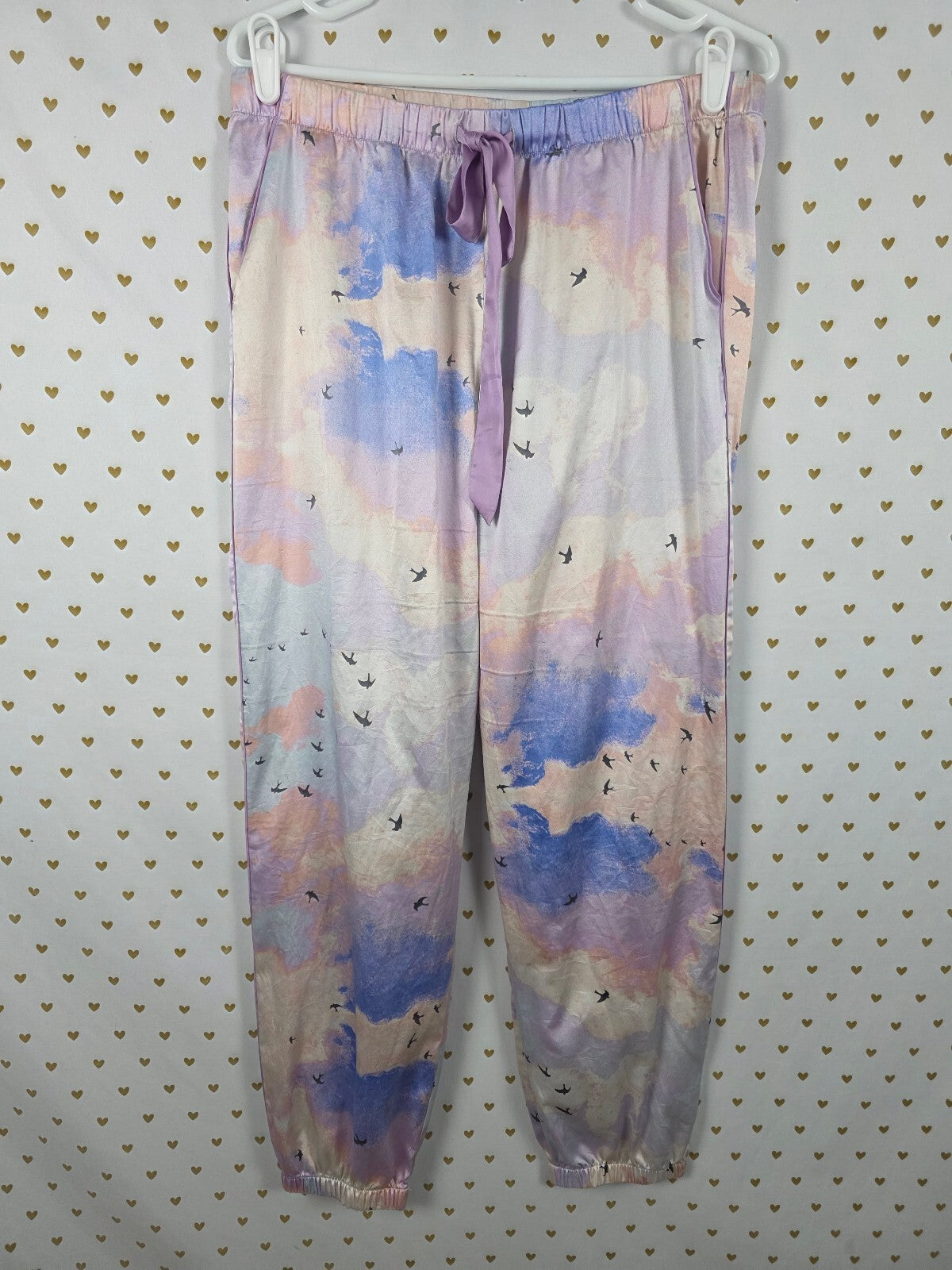 Victorias Secret  Satin Silky Watercolor MEDIUM Sleep Pants Pajama PJ Bottoms