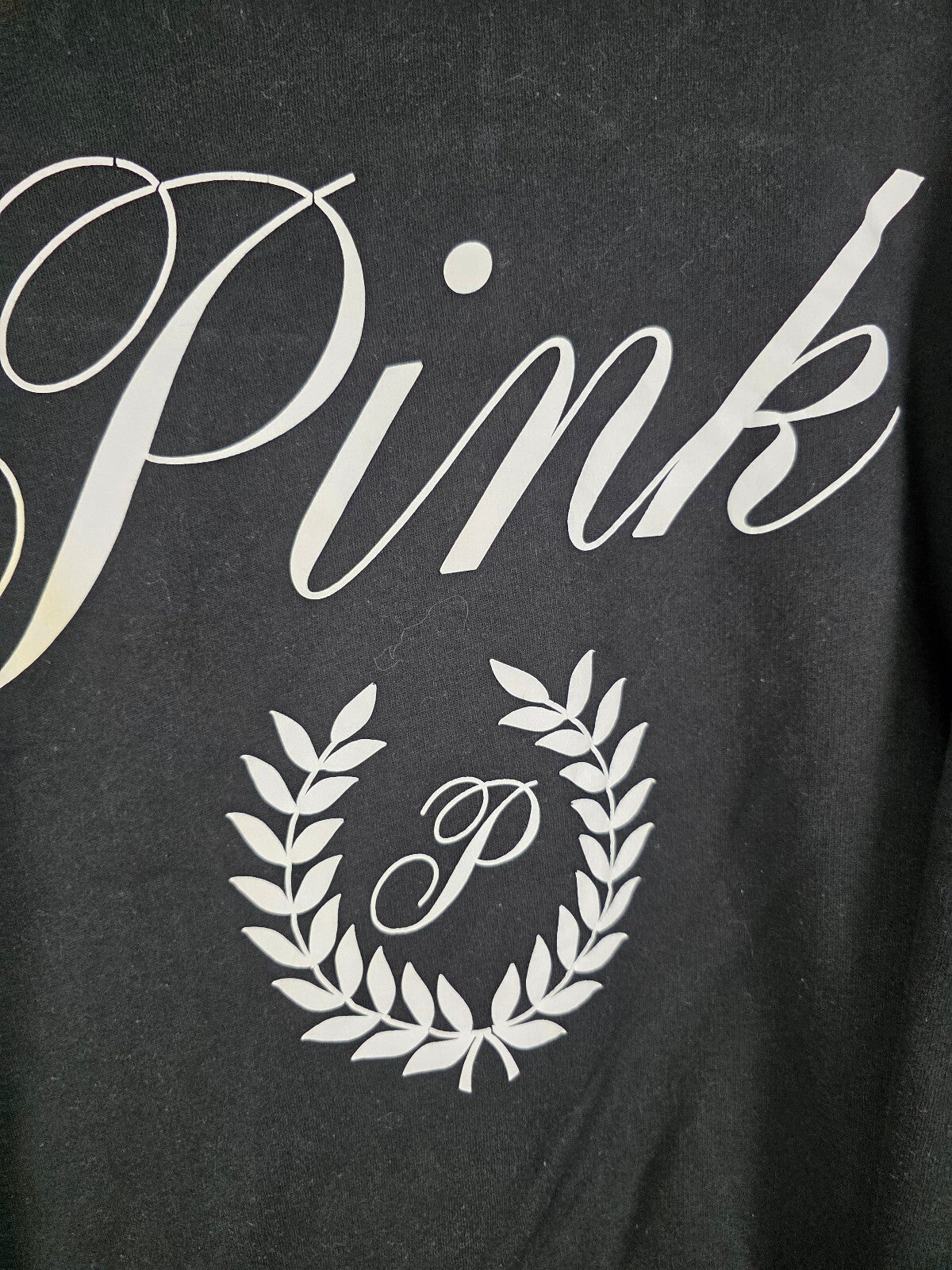 Victorias Secret Pink Black Crest Full Zip Hoodie Jacket Small Oversized
