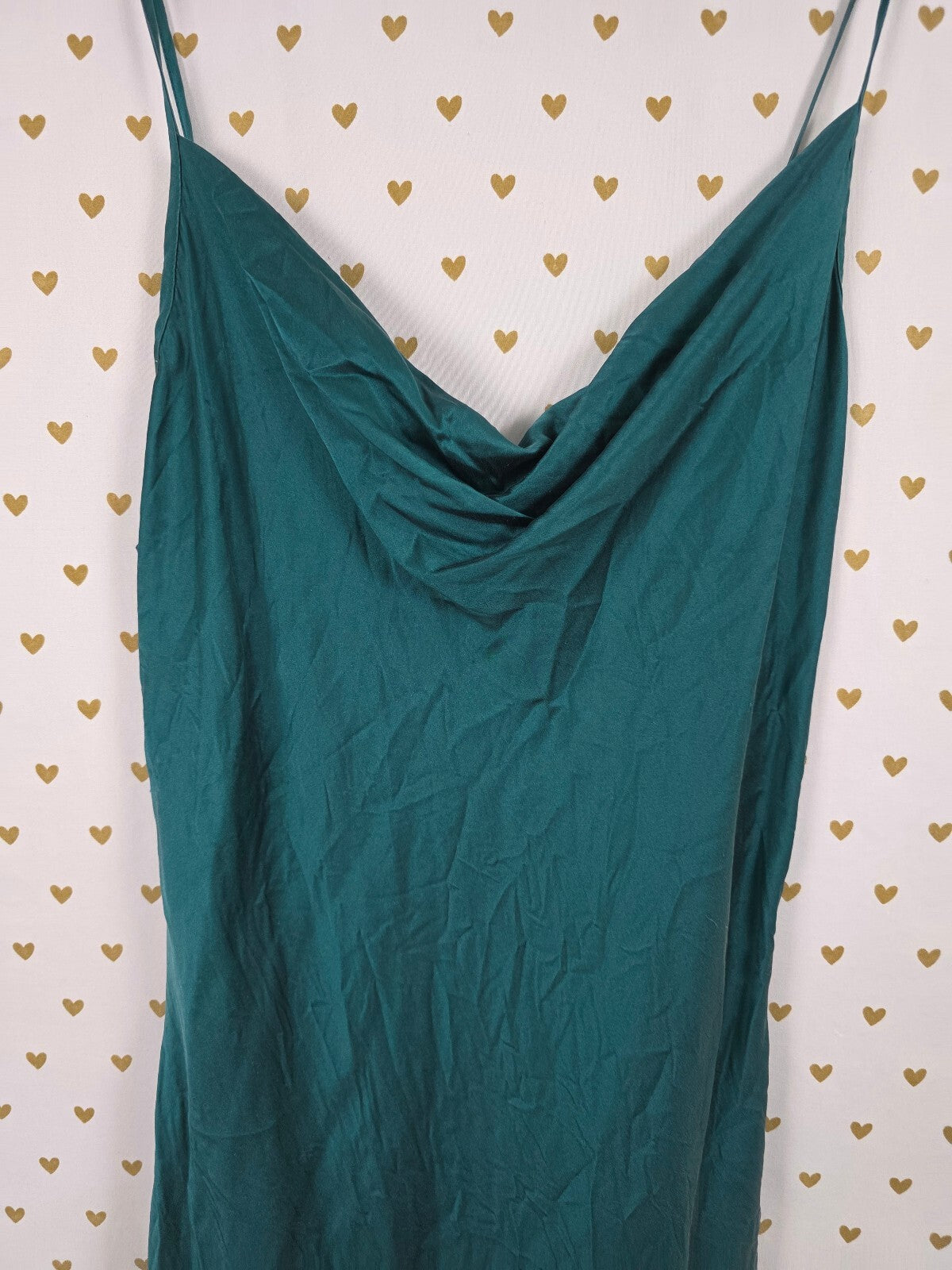 Victorias Secret Vintage Gold label 100% Silk Emerald Slip Dress Nightie Small