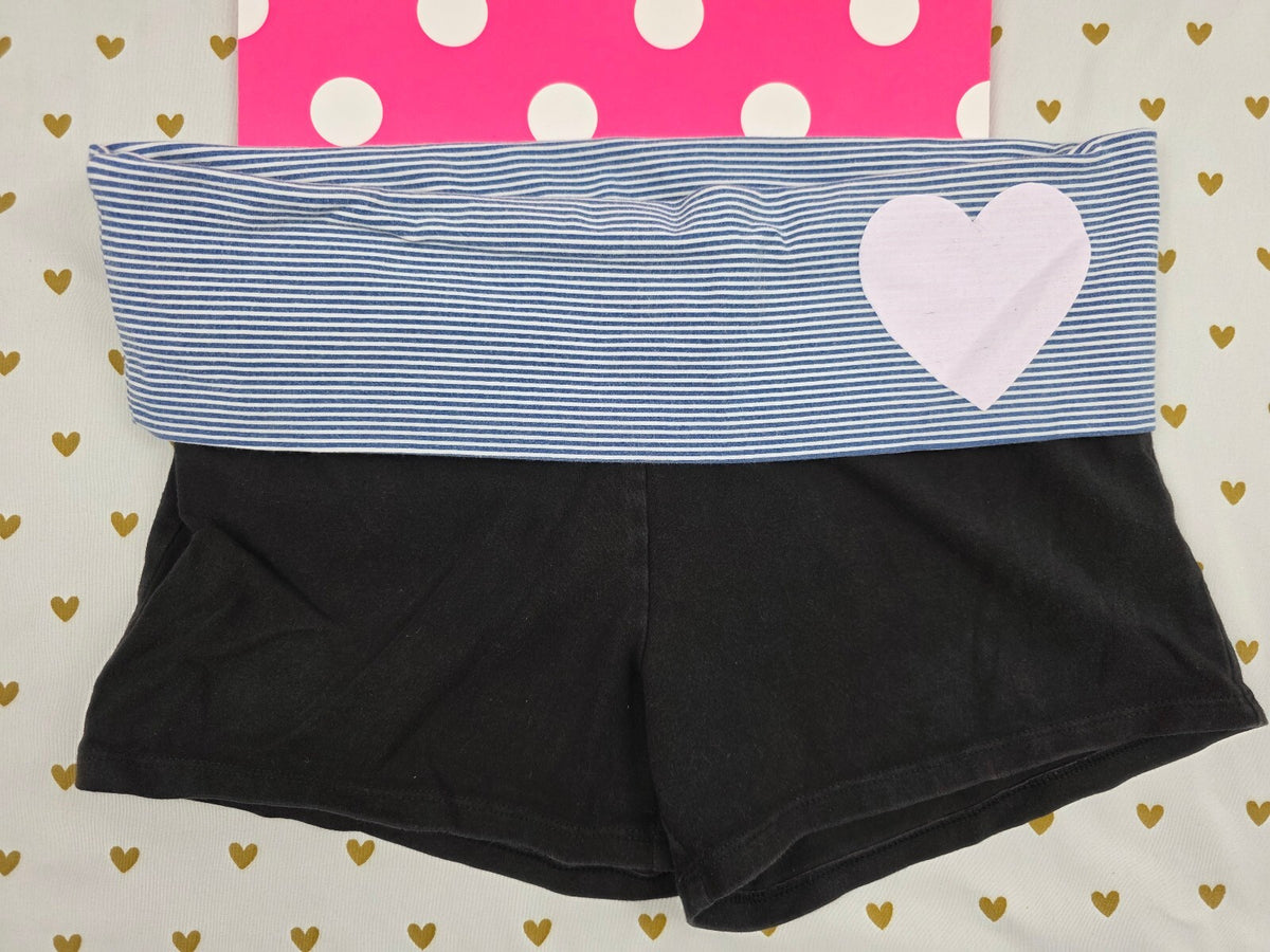 Victorias Secret PINK Striped FOLDOVER Yoga Shorts Y2k Vintage MEDIUM