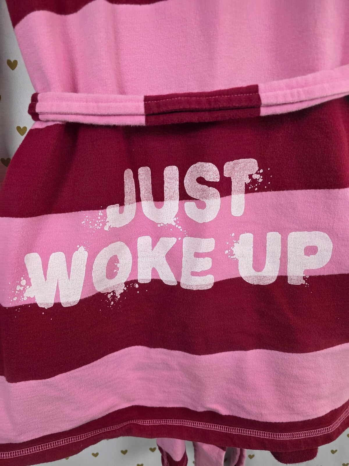 Vintage 2005 VS PINK Hooded Robe XS/S Pink Burgundy Striped Just Woke Up Y2K