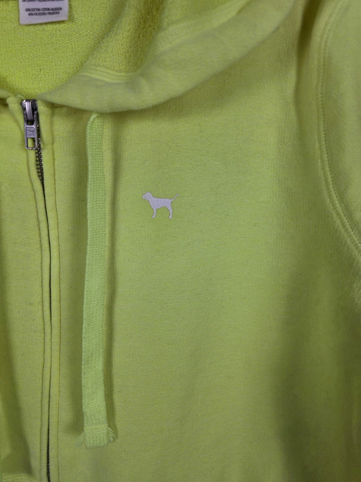 Victorias Secret Pink Neon Yellow Full ZIp Hoodie jacket Large