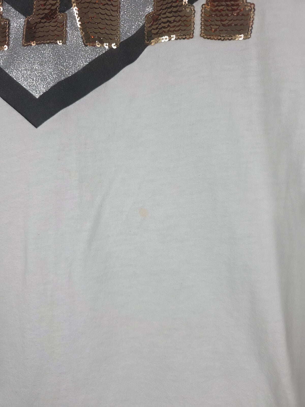Victorias Secret PINK Small gold Bling Tee shirt White Sequined