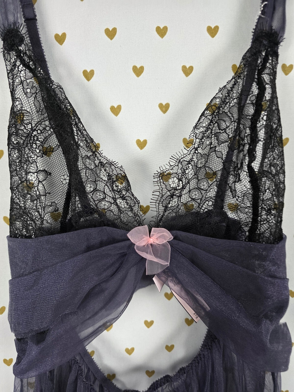 Victorias Secret Sheer Tulle NIghtie Open Babydoll Lingerie Small Pleated