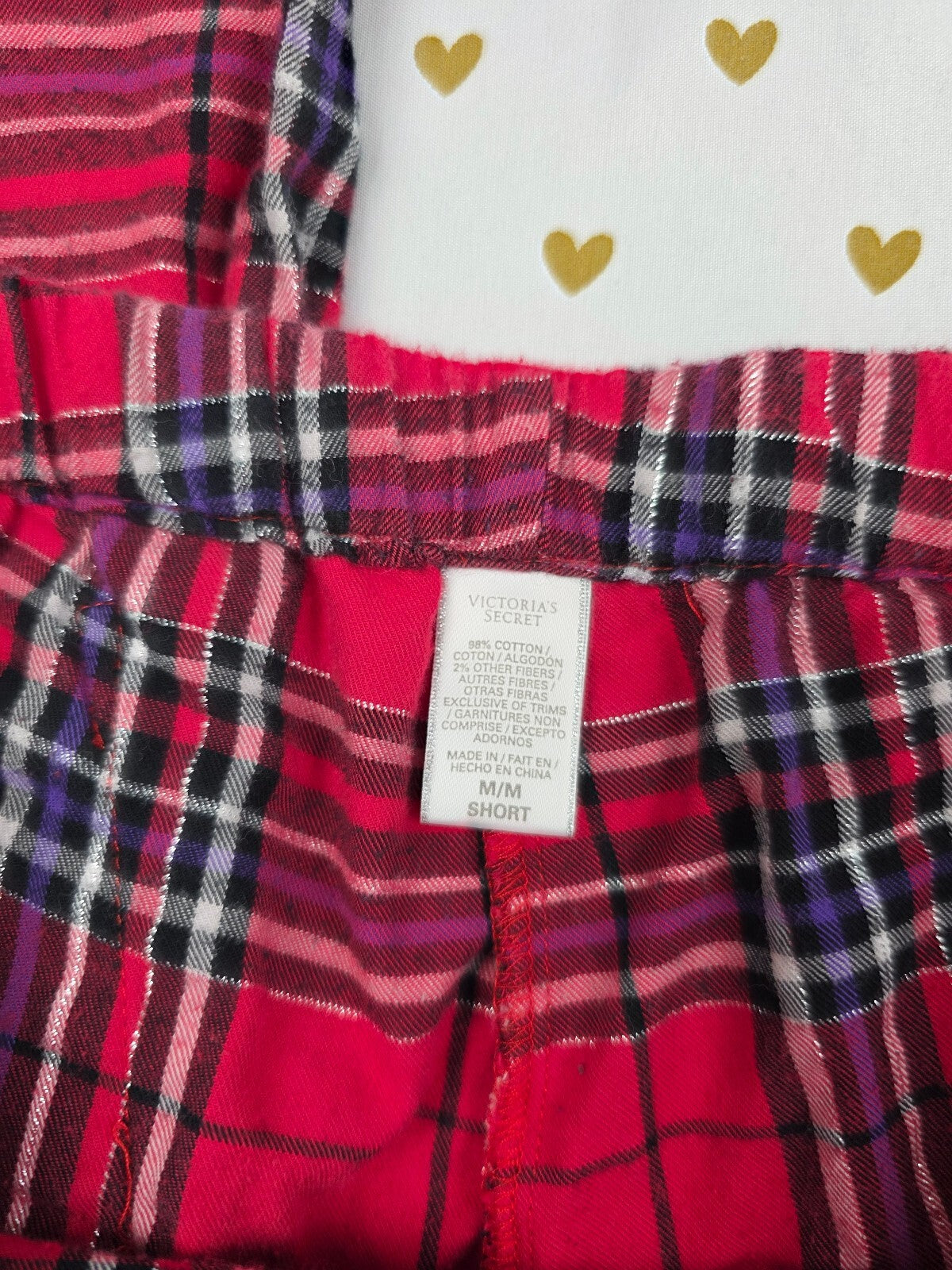 Victorias Secret Red Plaid Sleep Pants Pajama Bottoms MEDIUM Short