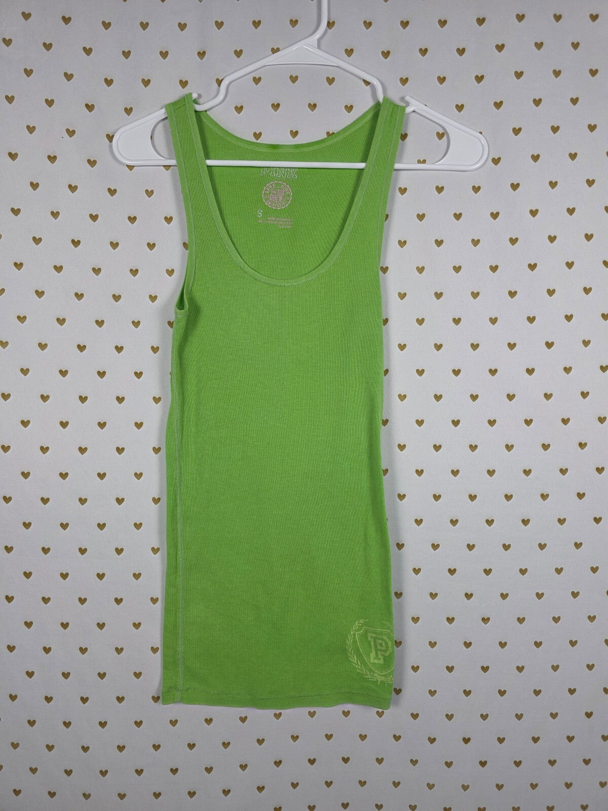 Victorias Secret PINK Vintage Ribbed Green Y2k Tank Top Small