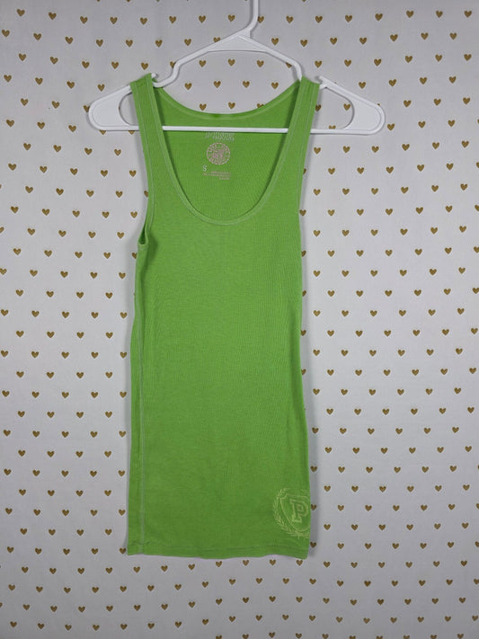 Victorias Secret PINK Vintage Ribbed Green Y2k Tank Top Small