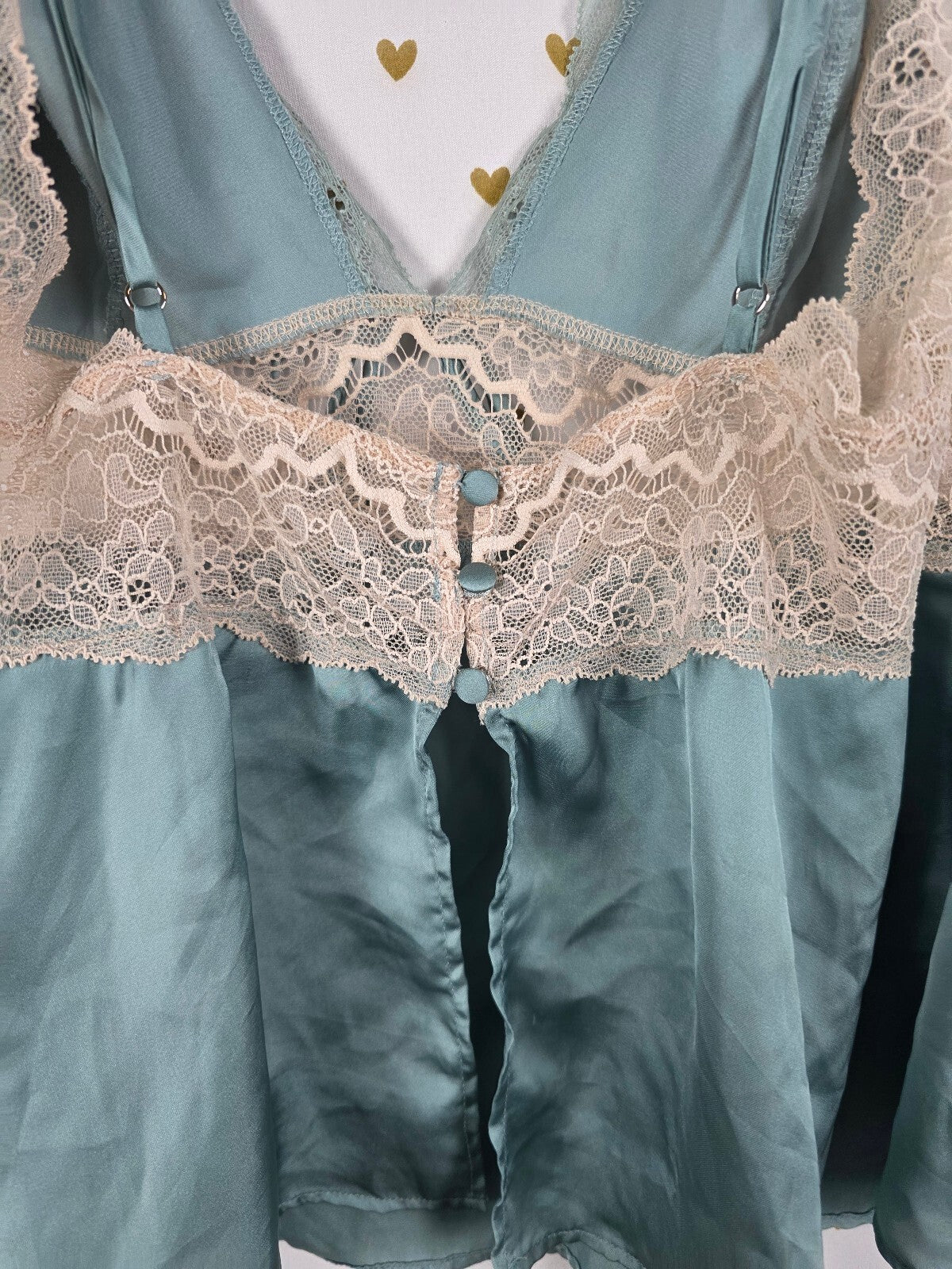 Victorias Secret Sexy Satin Lace Babydoll Tank Top Button Silky Medium