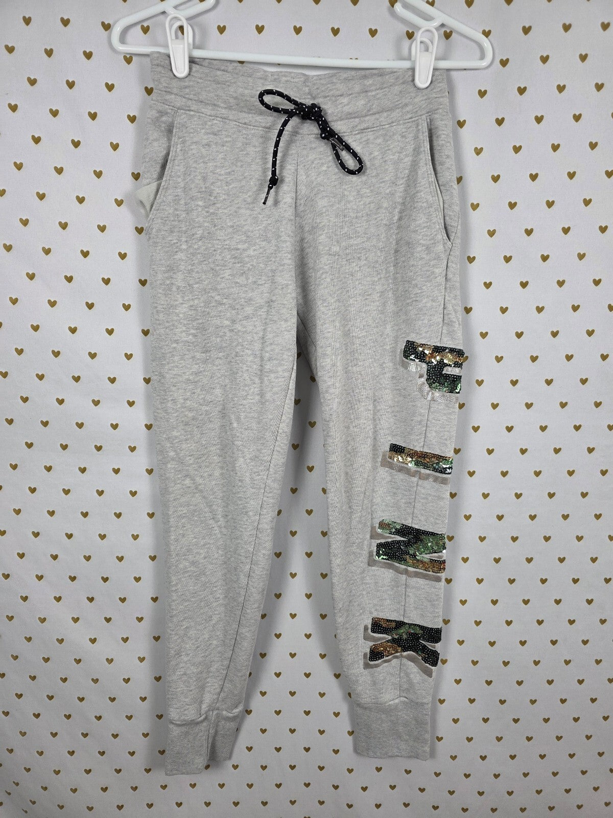 Victorias Secret PINK Camo BLING Sequined Camouflage Sweats Tapered XS