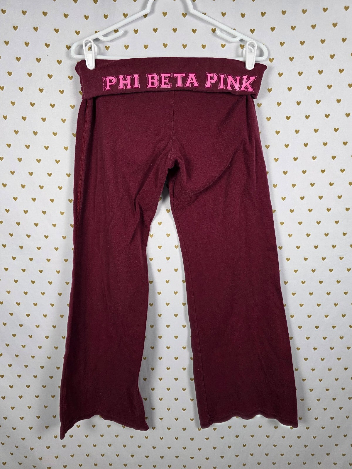 Vintage 2006 Victoria's Secret PINK Phi Beta PINK Foldover Flare Yoga Pants M