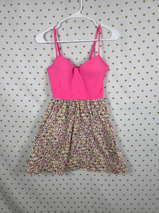 Victoria's Secret PINK Dress S Floral Fit Flare Built In Bra Pockets '10 Y2K vtg