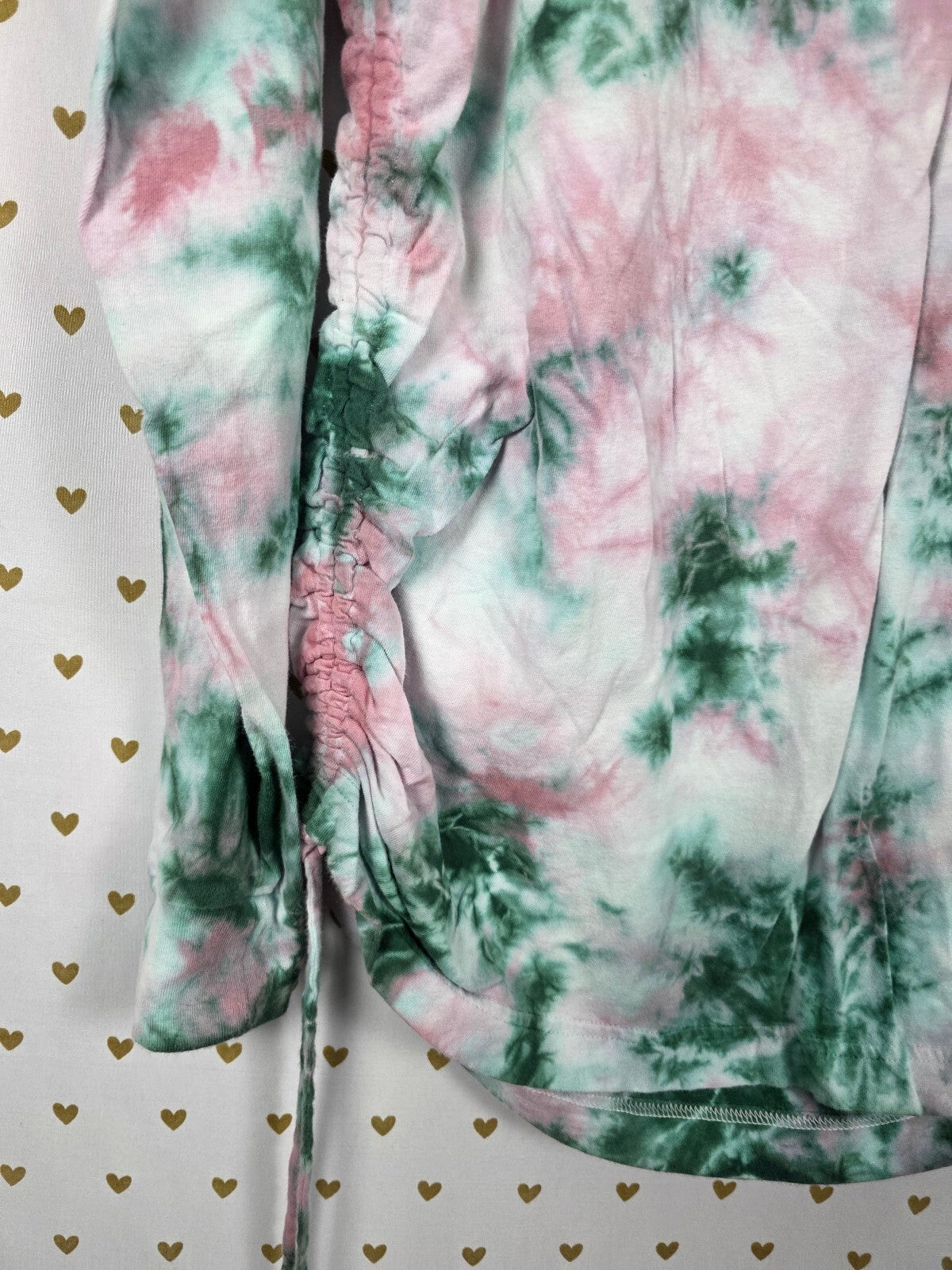 Victorias Secret PINK Tye Dye CInched Long Sleeve Tee shirt Oversized XS