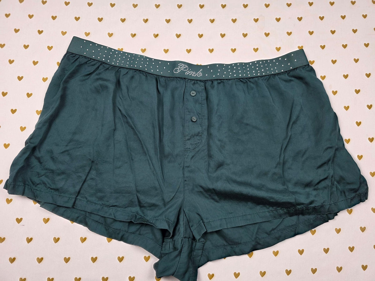 Victorias Secret PINK BLING Green XL Sleep Shorts Boxers Pajama Bottoms