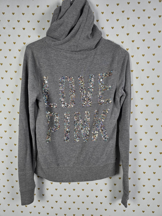 Victorias Secret Pink Bling Full Zip hoodie Jacket XS Sequined